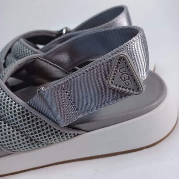 Ugg Nella Slingback Sandals Gray Mesh Strappy Criss Cross Wedge Womens 8 - Picture 8 of 16